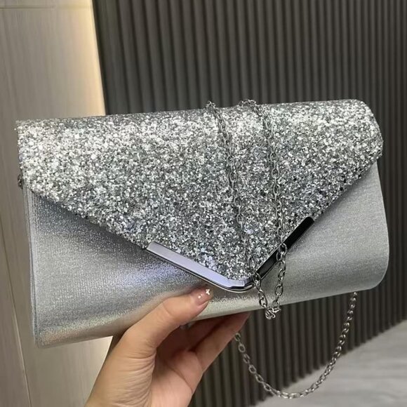 SPARLING SILVER EVENING BAG - Picture 1 of 2